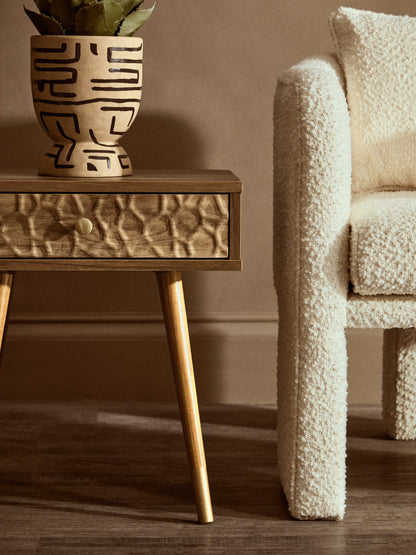 Oscar Wood Veneer Bedside Table with 1 Drawer
