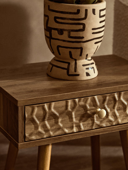 Oscar Wood Veneer Bedside Table with 1 Drawer