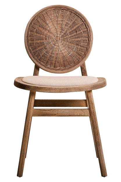 Fiji Beige Fabric and White Wash Elm Wood Dining Chair