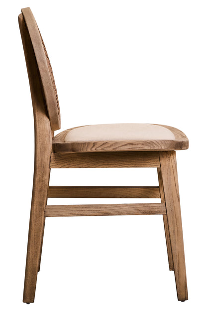 Fiji Beige Fabric and White Wash Elm Wood Dining Chair