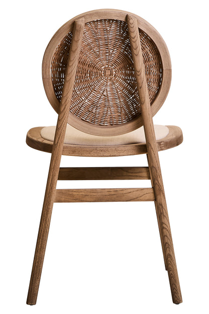 Fiji Beige Fabric and White Wash Elm Wood Dining Chair