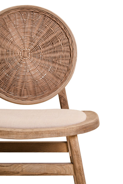 Fiji Beige Fabric and White Wash Elm Wood Dining Chair