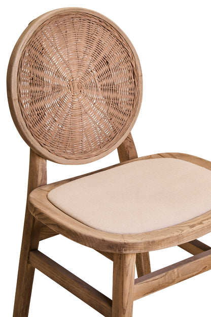 Fiji Beige Fabric and White Wash Elm Wood Dining Chair