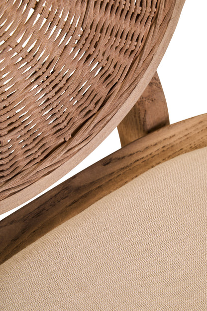 Fiji Beige Fabric and White Wash Elm Wood Dining Chair