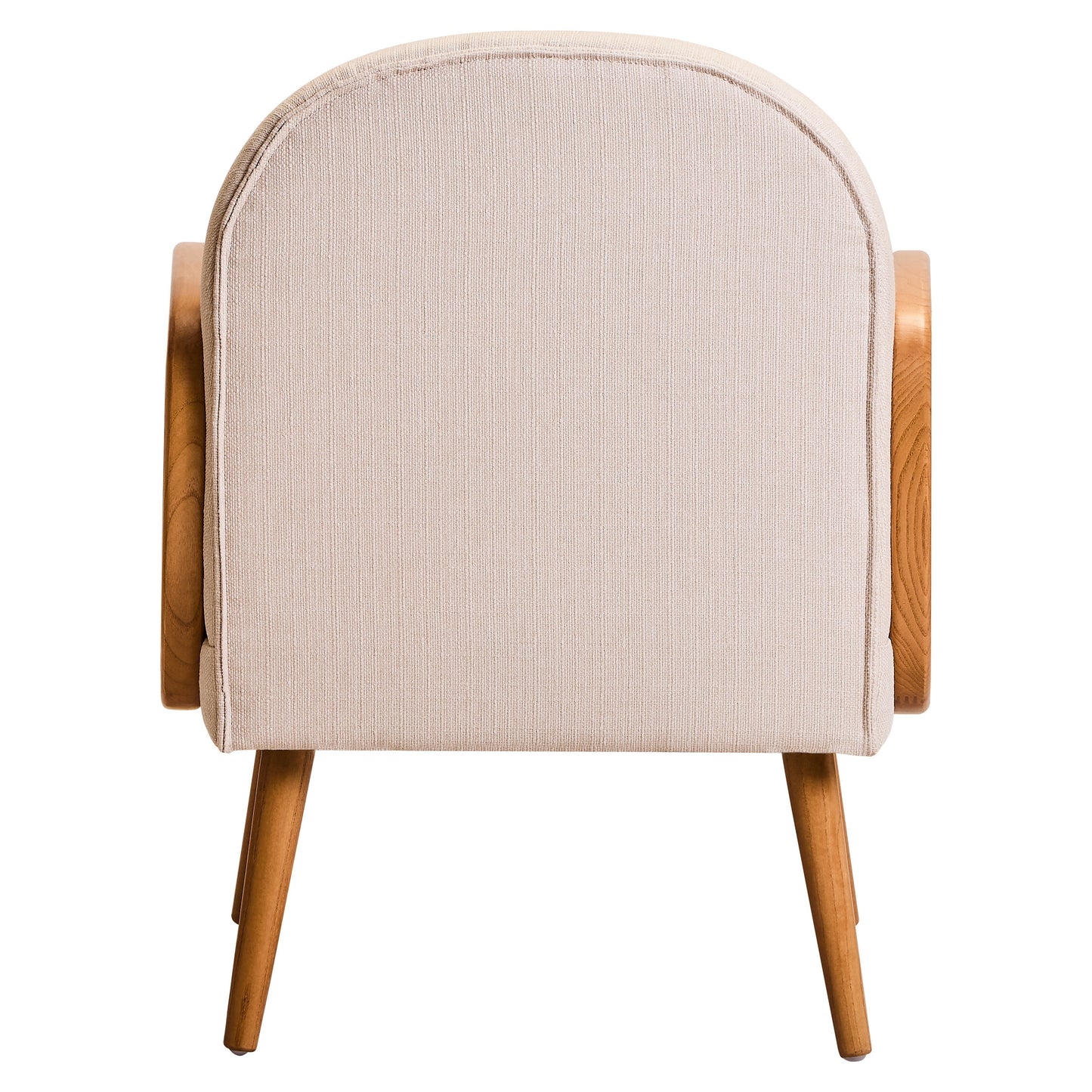 Fiji Ivory Fabric and Cane Armchair with Elm Wood Legs