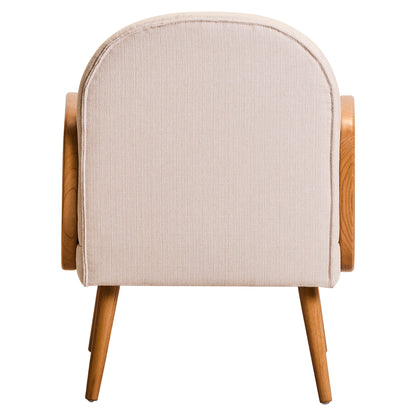 Fiji Ivory Fabric and Cane Armchair with Elm Wood Legs