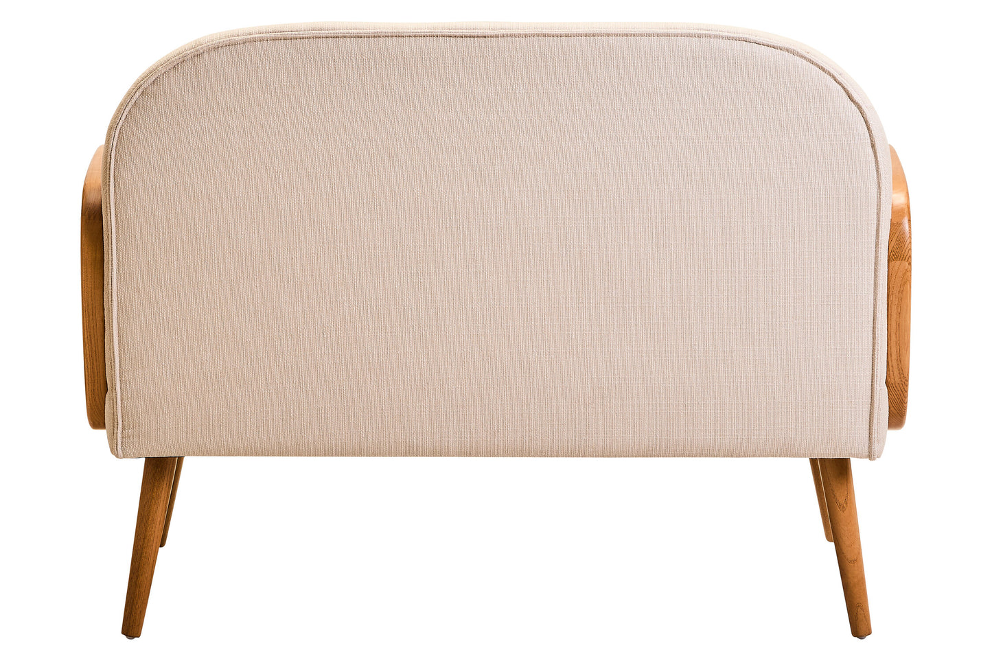 Fiji Ivory Fabric and Cane 2 Seat Sofa with Elm Wood Legs
