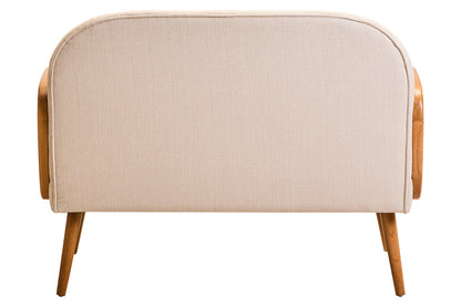 Fiji Ivory Fabric and Cane 2 Seat Sofa with Elm Wood Legs