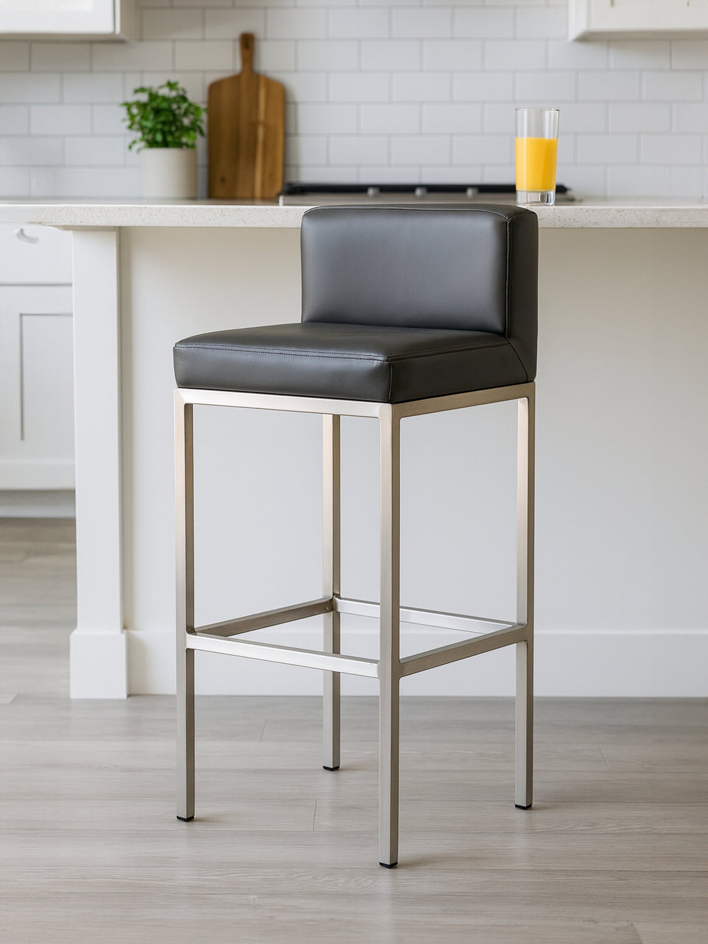 Grosvenor Dark Grey And Chrome Finish Bar Chair