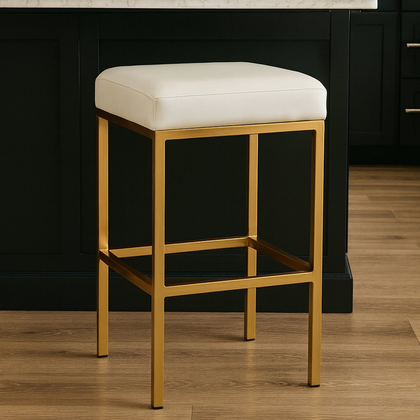 Grosvenor White And Gold Finish Bar Stool