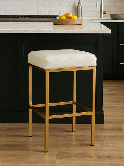 Grosvenor White And Gold Finish Bar Stool