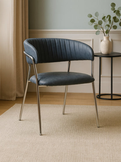 Lorena Dark Grey Leather Effect Curved Dining Chair