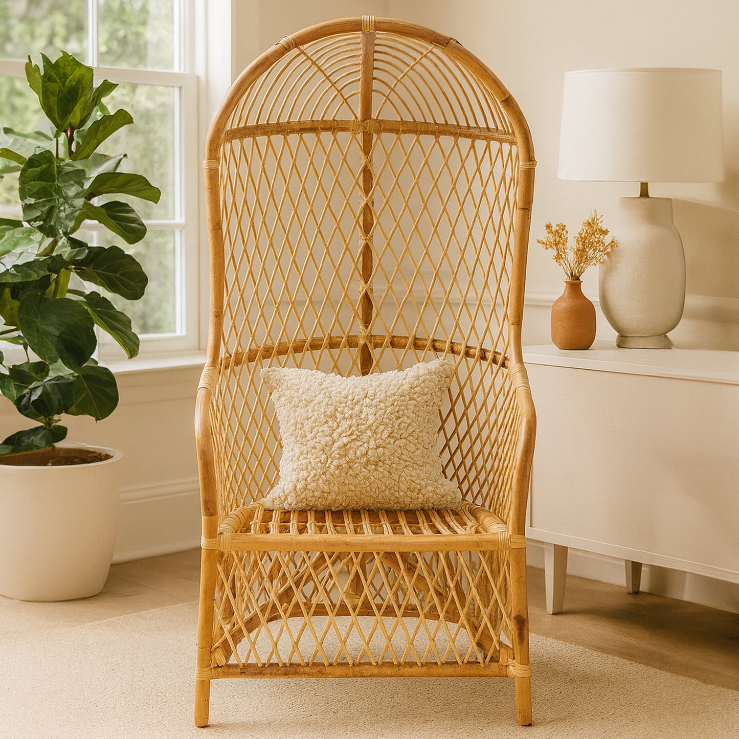 Koh Lanta High Back Natural Rattan Porter Chair
