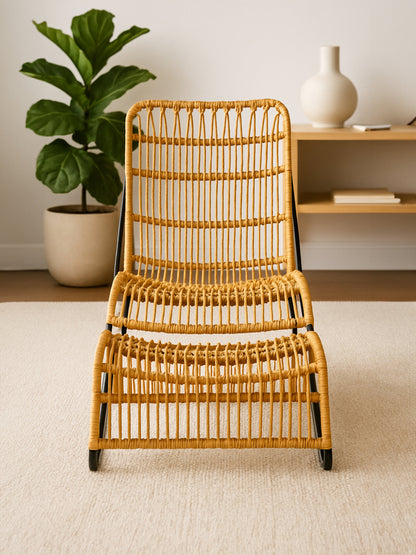 Koh Lanta Rattan Lounge Chair with Leg Rest