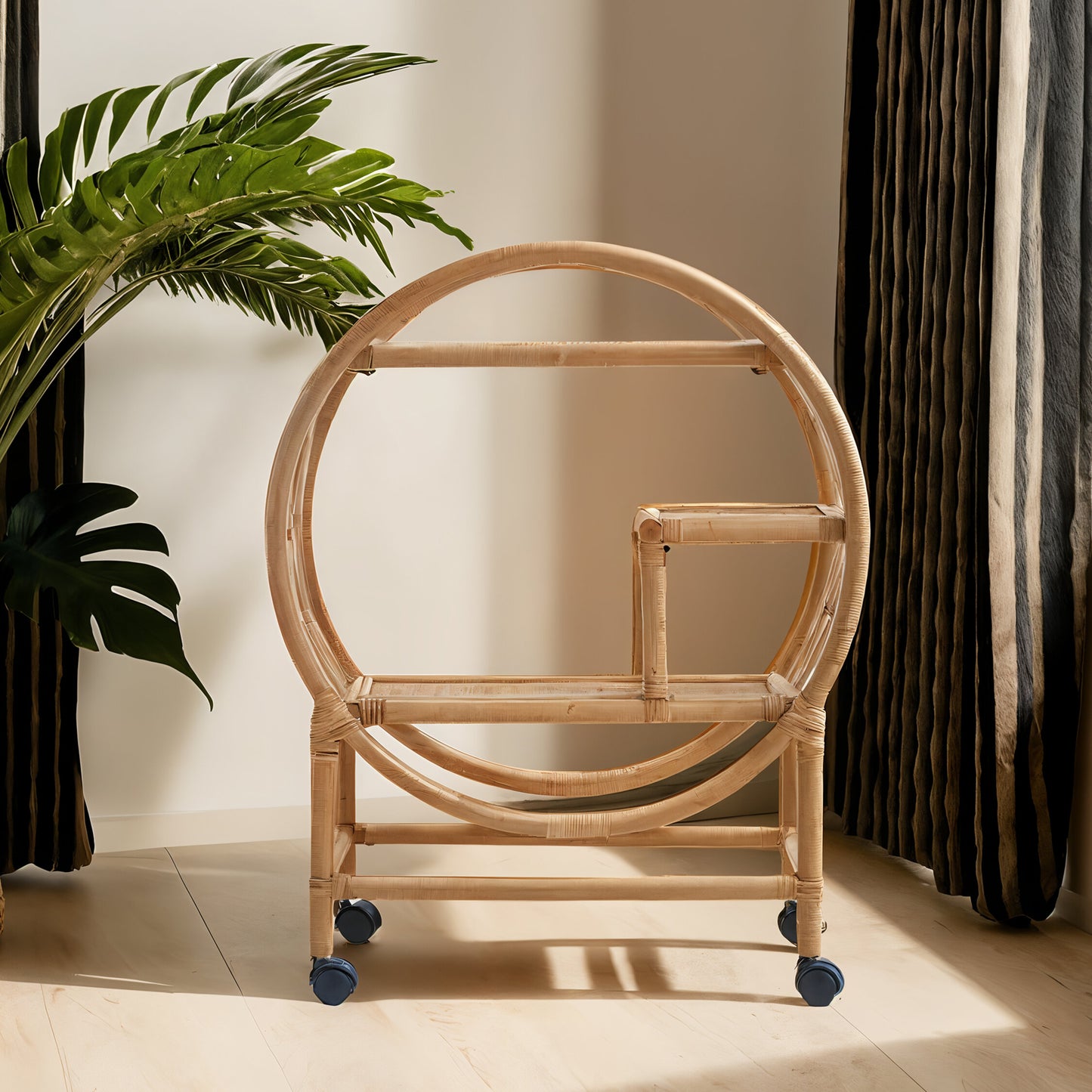 India Rattan Bar Trolley