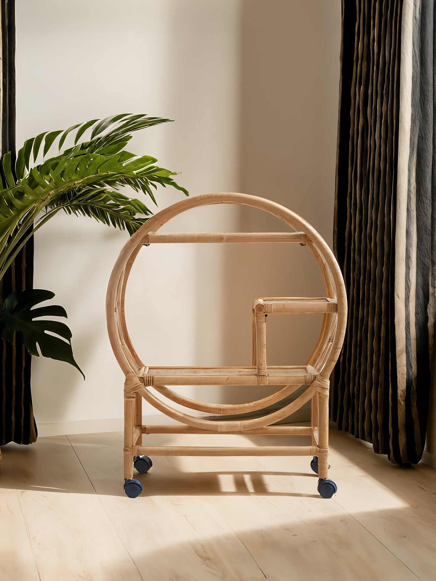India Rattan Bar Trolley