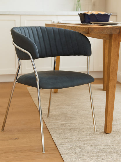 Lorena Dark Grey Leather Effect Curved Dining Chair