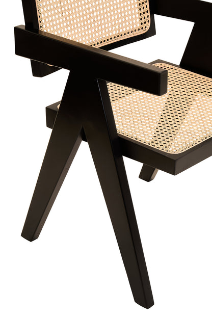 Fiji Natural Cane and Black Beech Wood Dining Chair
