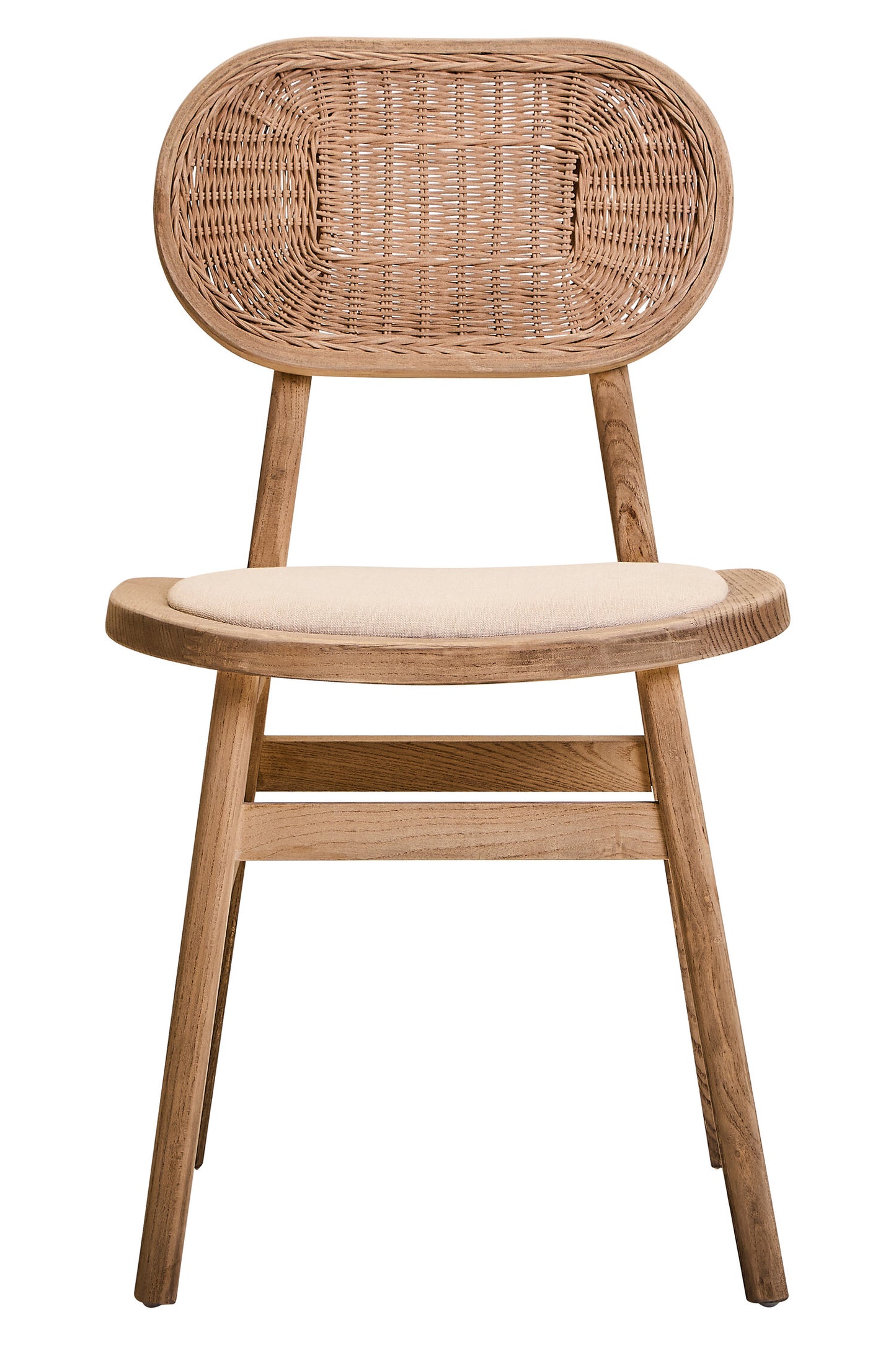 Fiji Beige Fabric and Grey Wash Elm Wood Dining Chair