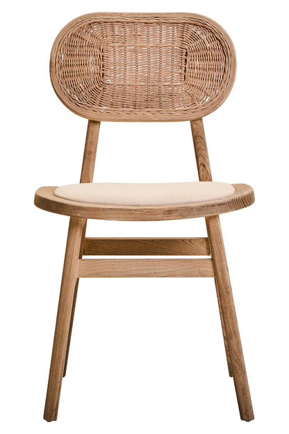 Fiji Beige Fabric and Grey Wash Elm Wood Dining Chair