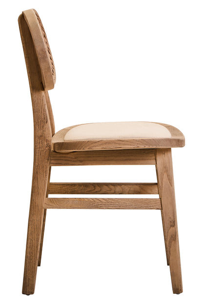 Fiji Beige Fabric and Grey Wash Elm Wood Dining Chair