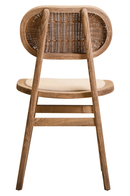 Fiji Beige Fabric and Grey Wash Elm Wood Dining Chair