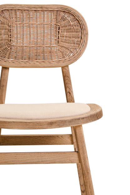Fiji Beige Fabric and Grey Wash Elm Wood Dining Chair