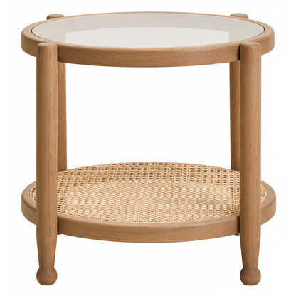 Fiji Natural Cane and Grey Wash Elm Wood Side Table