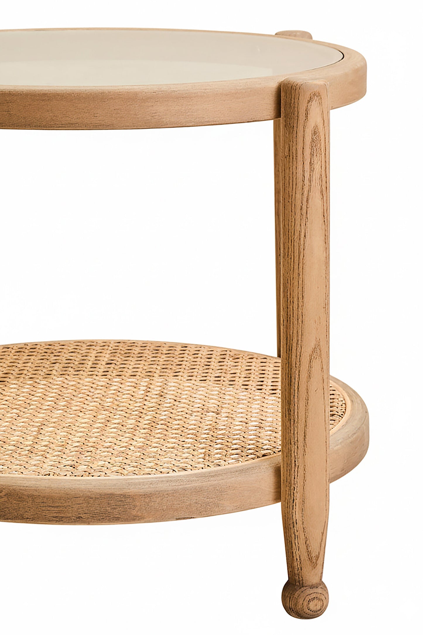 Fiji Natural Cane and Grey Wash Elm Wood Side Table