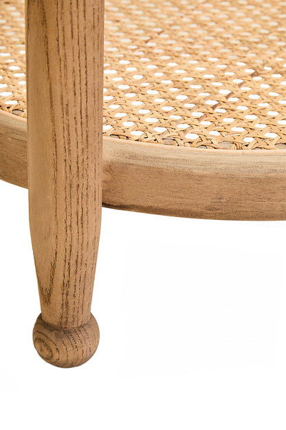 Fiji Natural Cane and Grey Wash Elm Wood Side Table