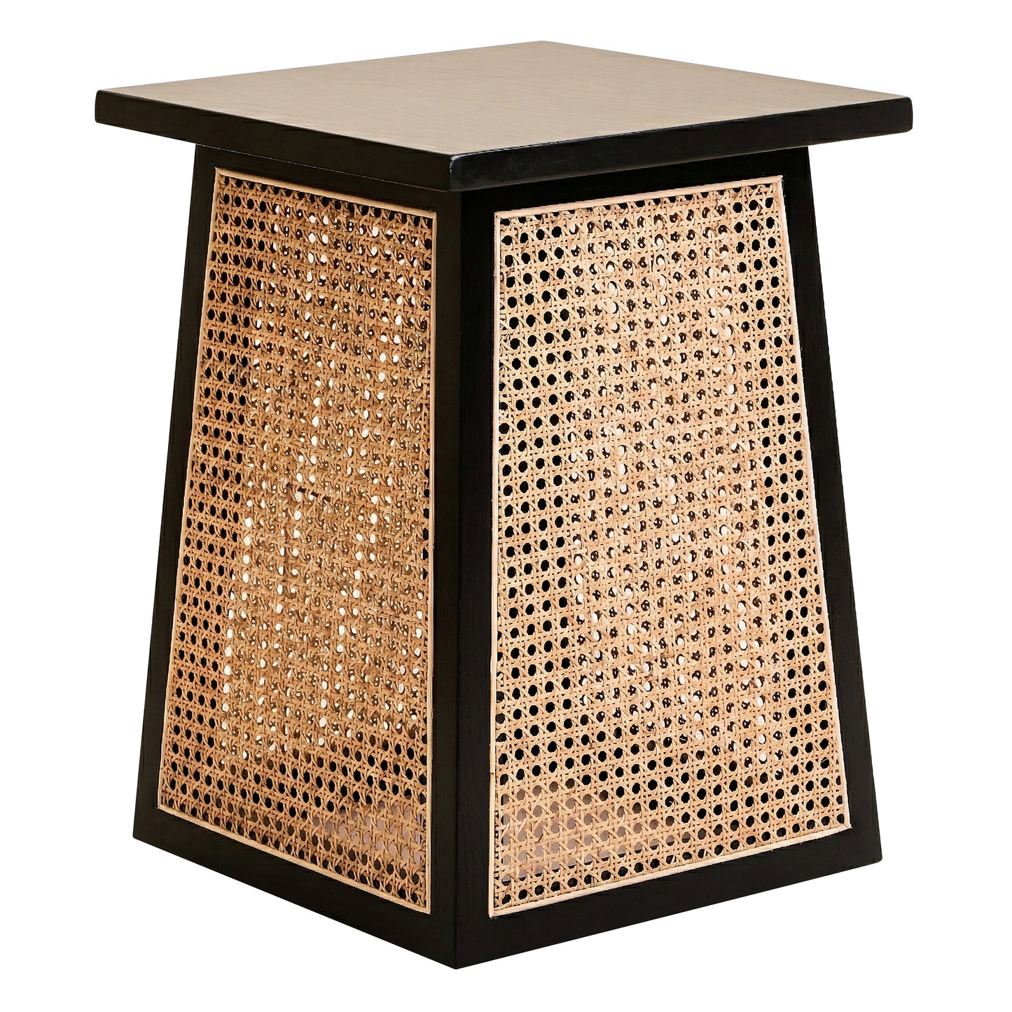 Fiji Natural Cane and Black Elm Wood Side Table