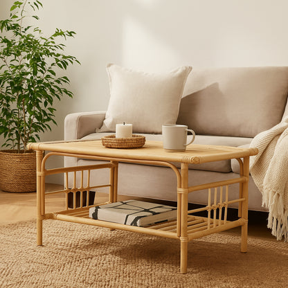 India Natural Rattan Rectangular Coffee Table