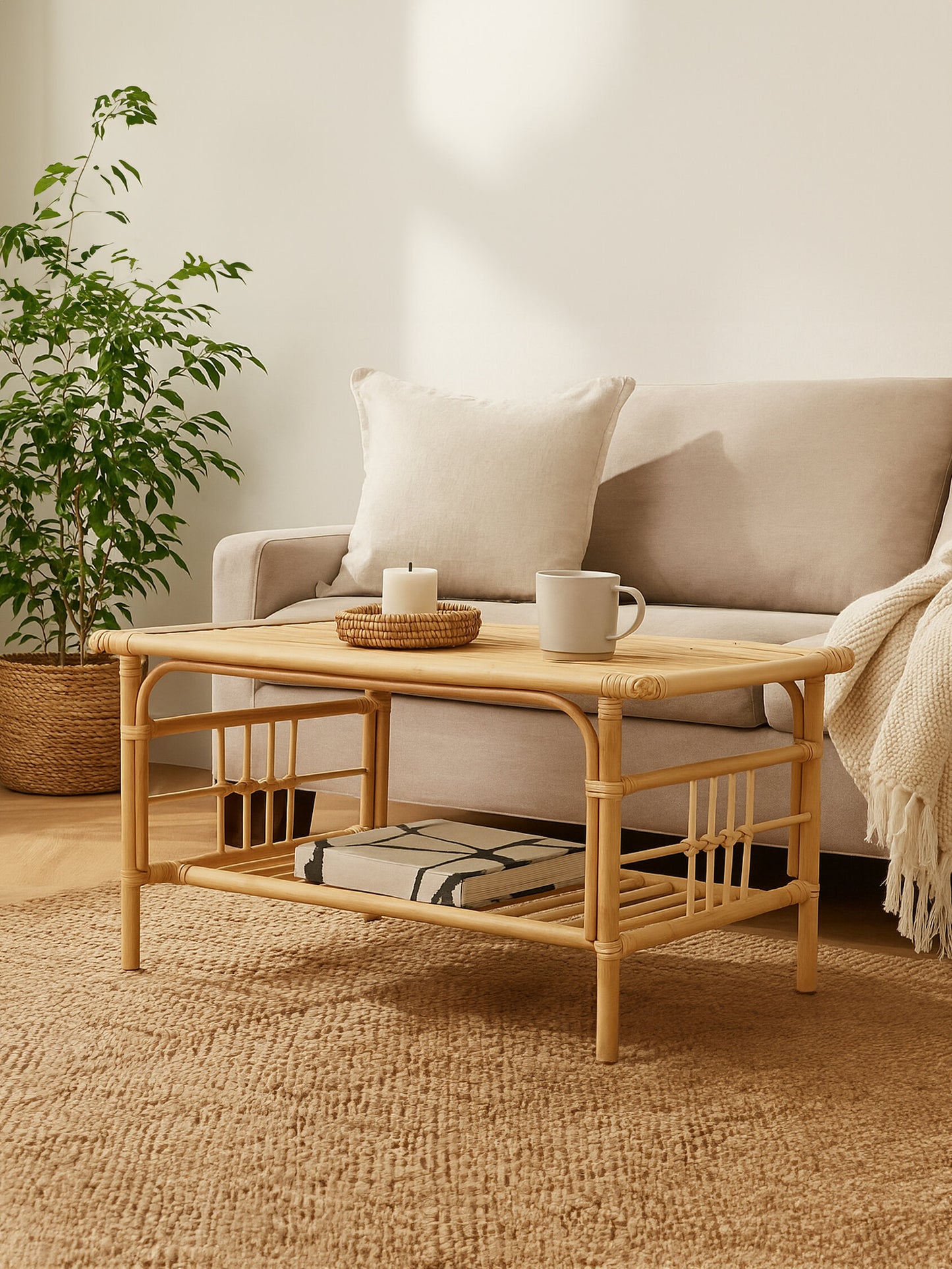 India Natural Rattan Rectangular Coffee Table