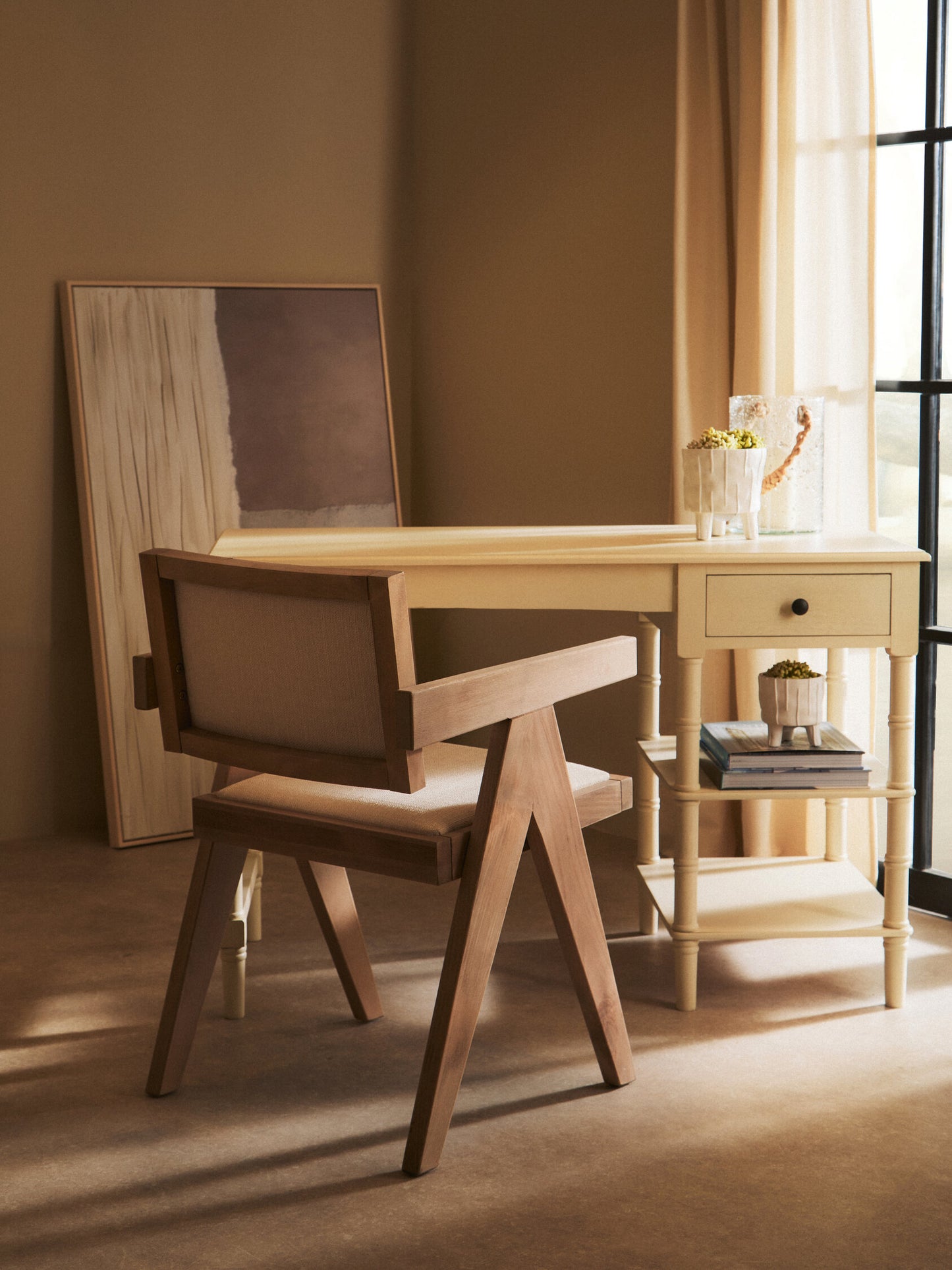 Cambridge Ivory Desk with Drawer and Shelves