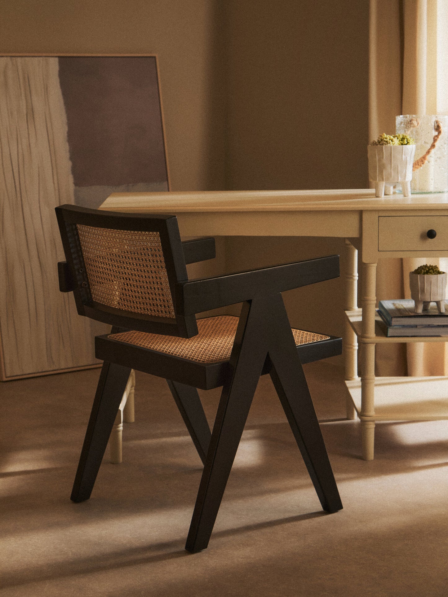 Fiji Natural Cane and Black Beech Wood Dining Chair