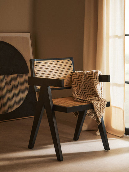 Fiji Natural Cane and Black Beech Wood Dining Chair