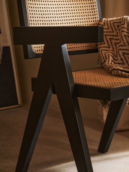 Fiji Natural Cane and Black Beech Wood Dining Chair