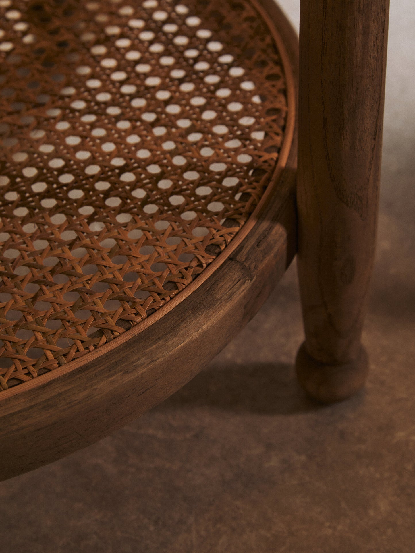 Fiji Natural Cane and Grey Wash Elm Wood Side Table