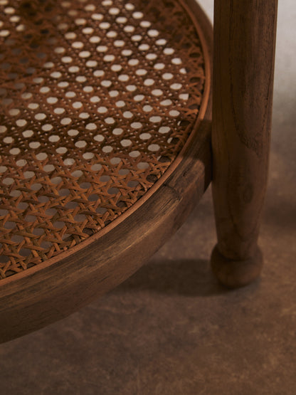 Fiji Natural Cane and Grey Wash Elm Wood Side Table