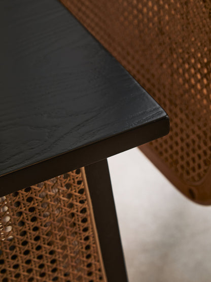 Fiji Natural Cane and Black Elm Wood Side Table