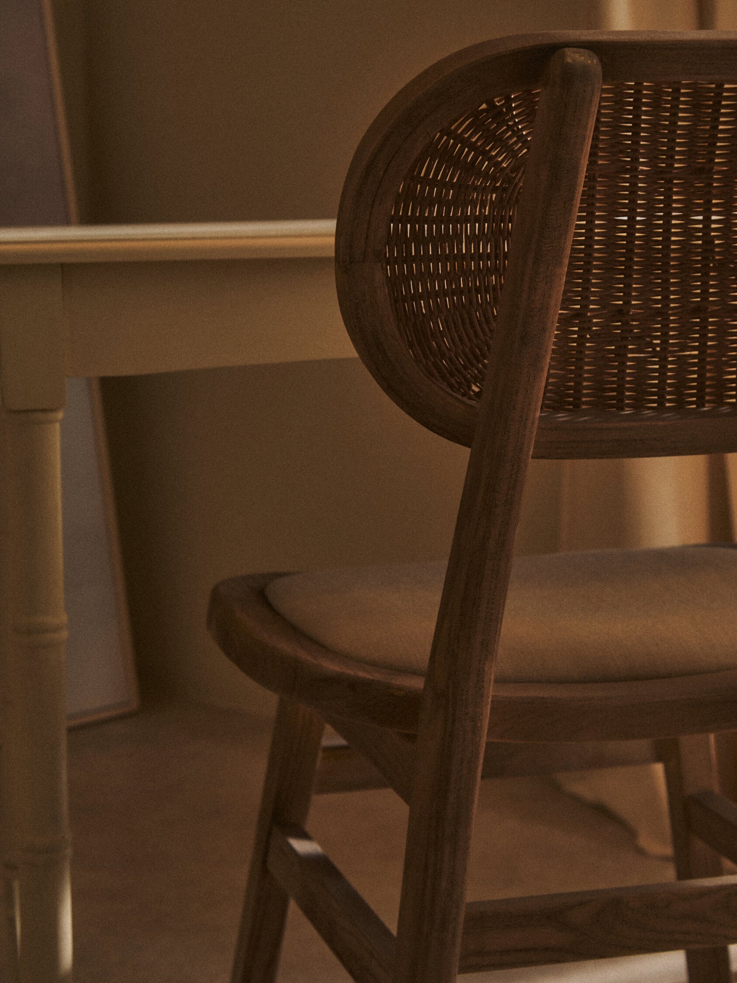 Fiji Beige Fabric and Grey Wash Elm Wood Dining Chair