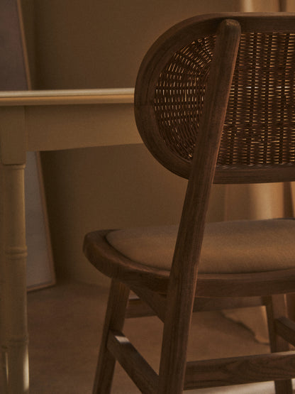 Fiji Beige Fabric and Grey Wash Elm Wood Dining Chair