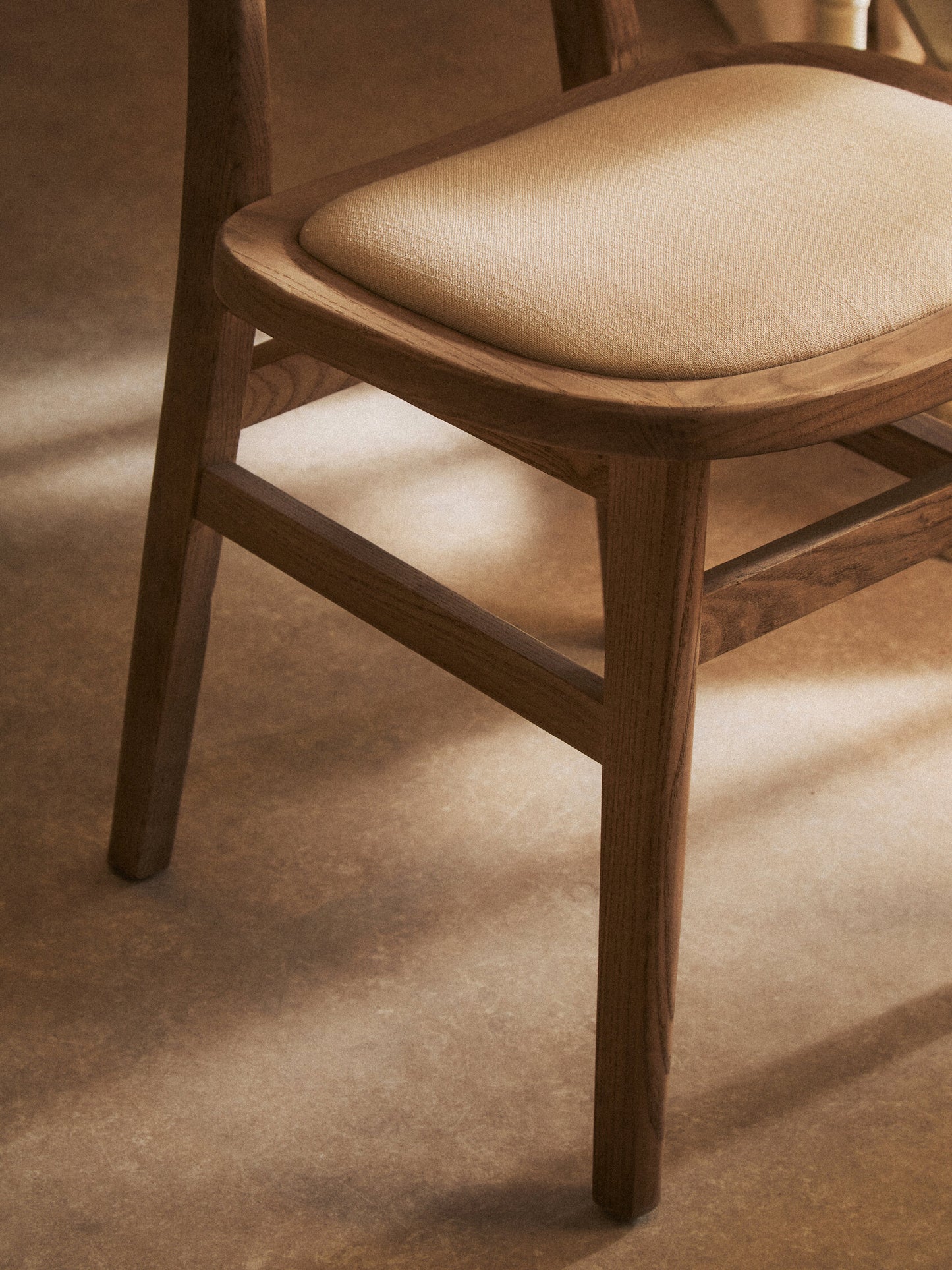 Fiji Beige Fabric and Grey Wash Elm Wood Dining Chair