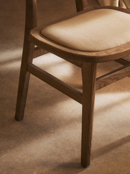 Fiji Beige Fabric and Grey Wash Elm Wood Dining Chair