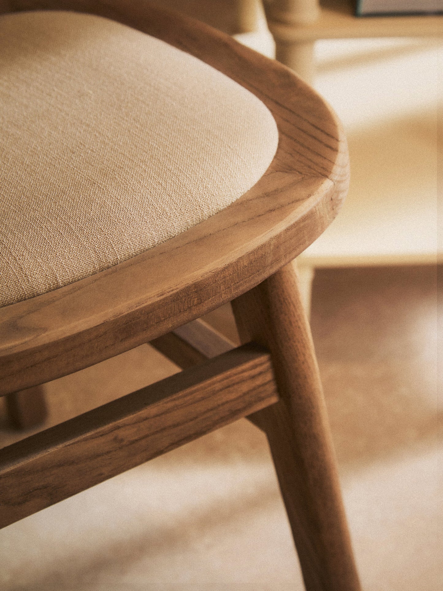 Fiji Beige Fabric and Grey Wash Elm Wood Dining Chair