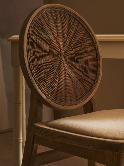 Fiji Beige Fabric and White Wash Elm Wood Dining Chair