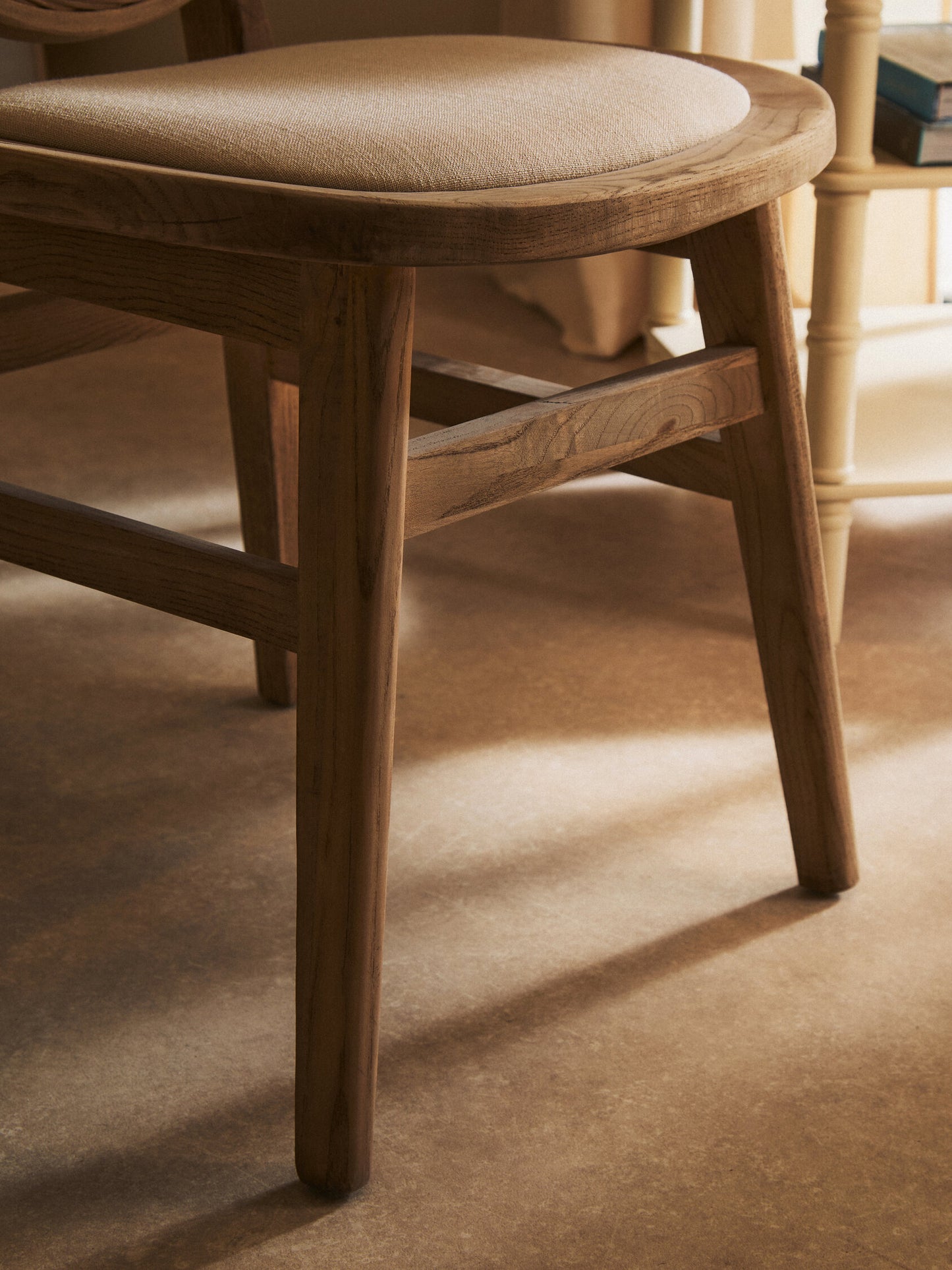 Fiji Beige Fabric and White Wash Elm Wood Dining Chair