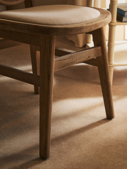 Fiji Beige Fabric and White Wash Elm Wood Dining Chair