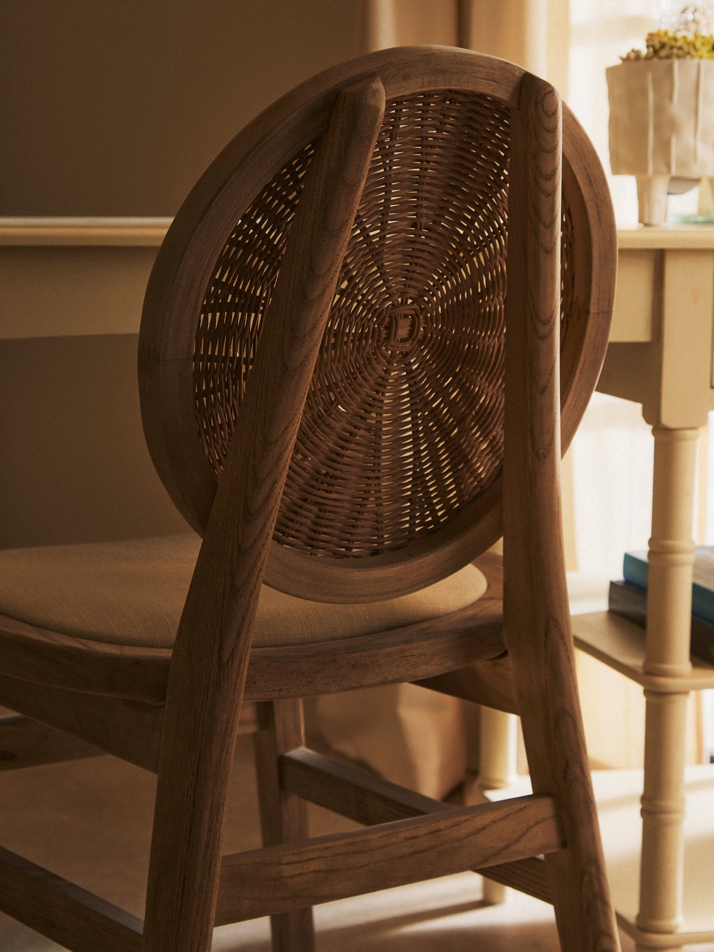 Fiji Beige Fabric and White Wash Elm Wood Dining Chair