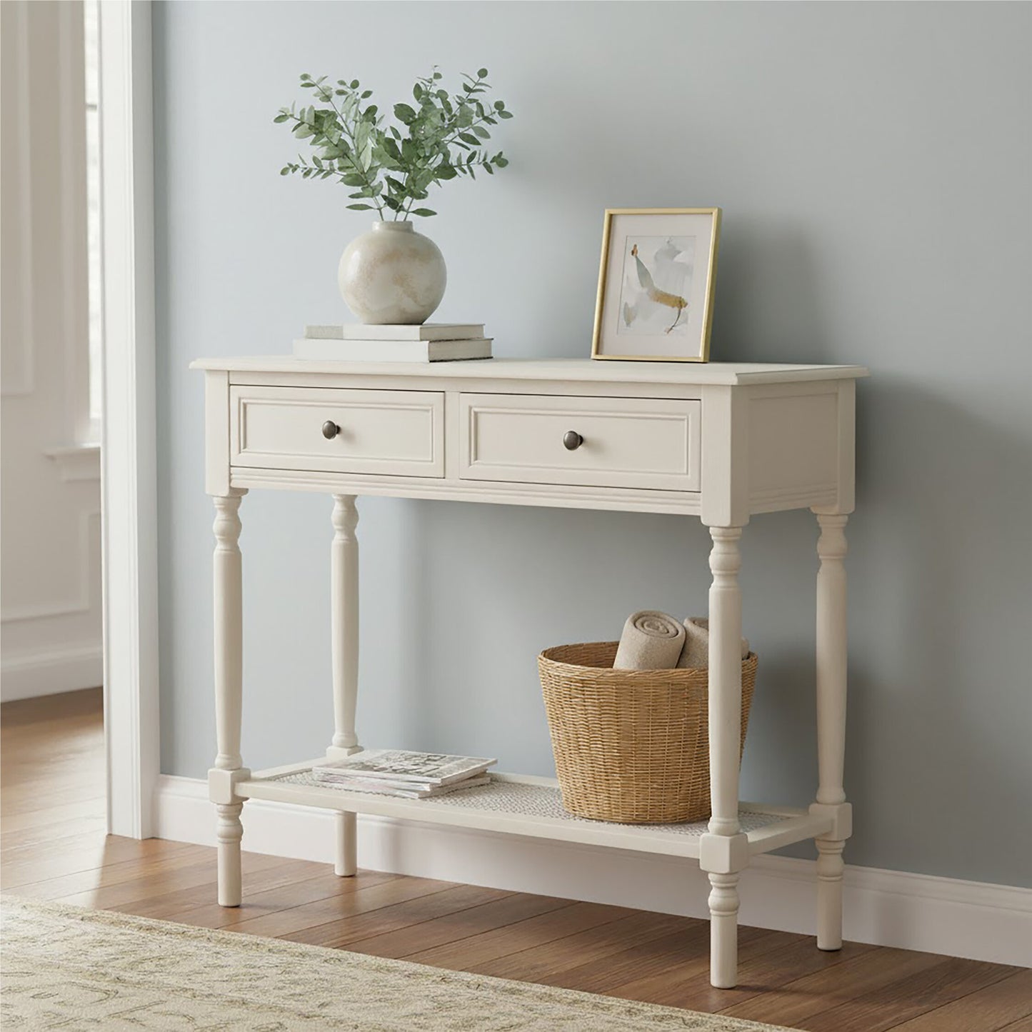 Cambridge White Console Table with 2 Drawers